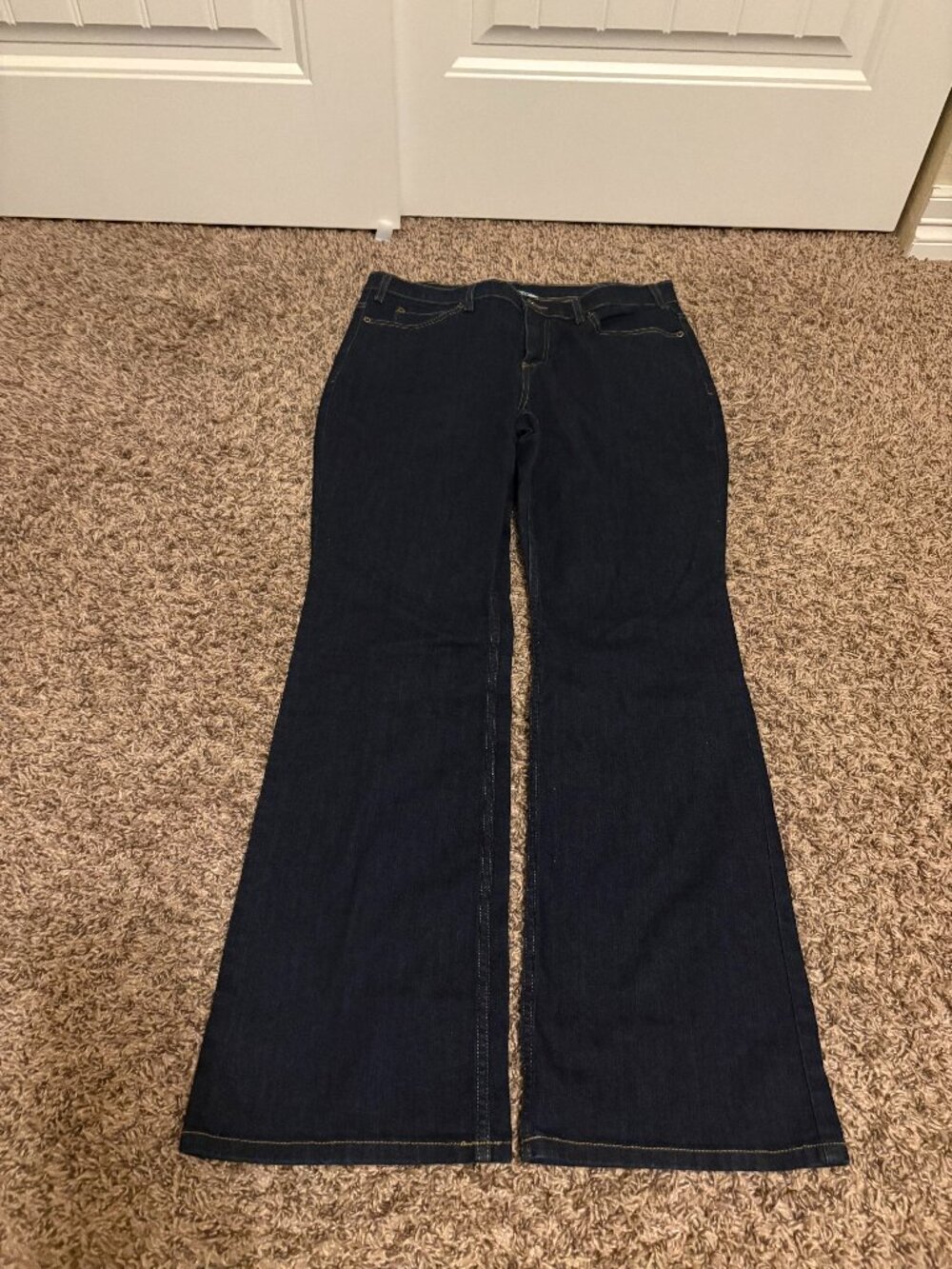 Duluth Trading Company Women's Daily Denim Bootcut Jeans 12 X 31 Dark Blue Zip